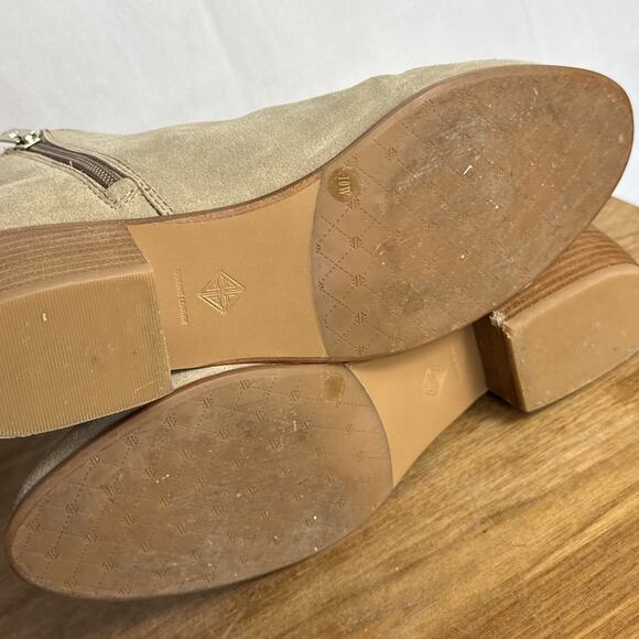 Antonio Melani Light Tan Suede Ankle Boots Size 10 Ash Cream Color Western Shoe - Picture 5 of 11